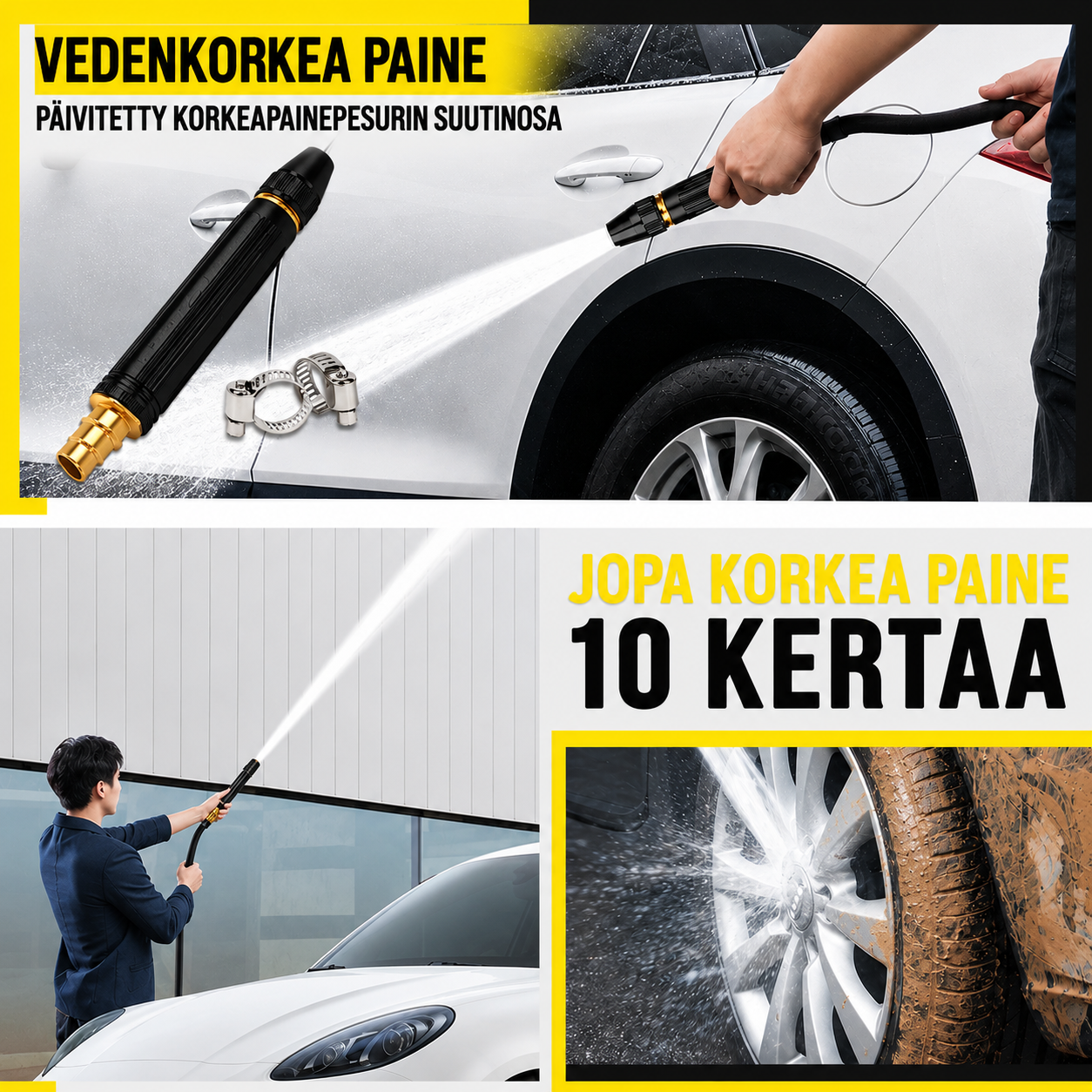 Parannettu painepesuri autonpesuun