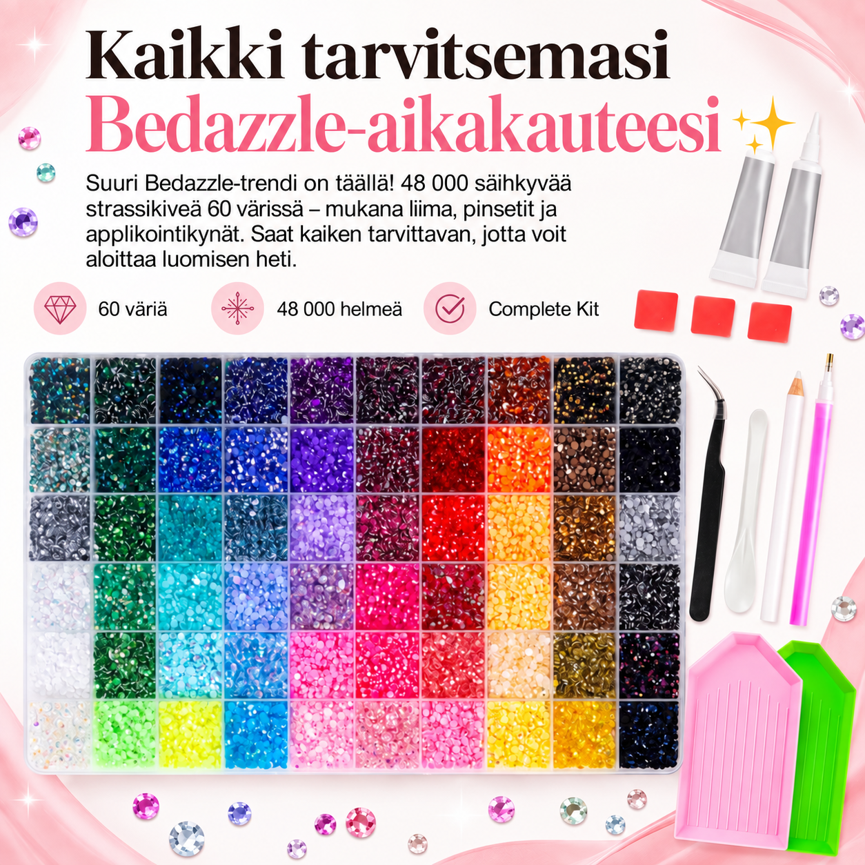 Bedazzle Kit – 48 000 strassikiveä 60 värissä