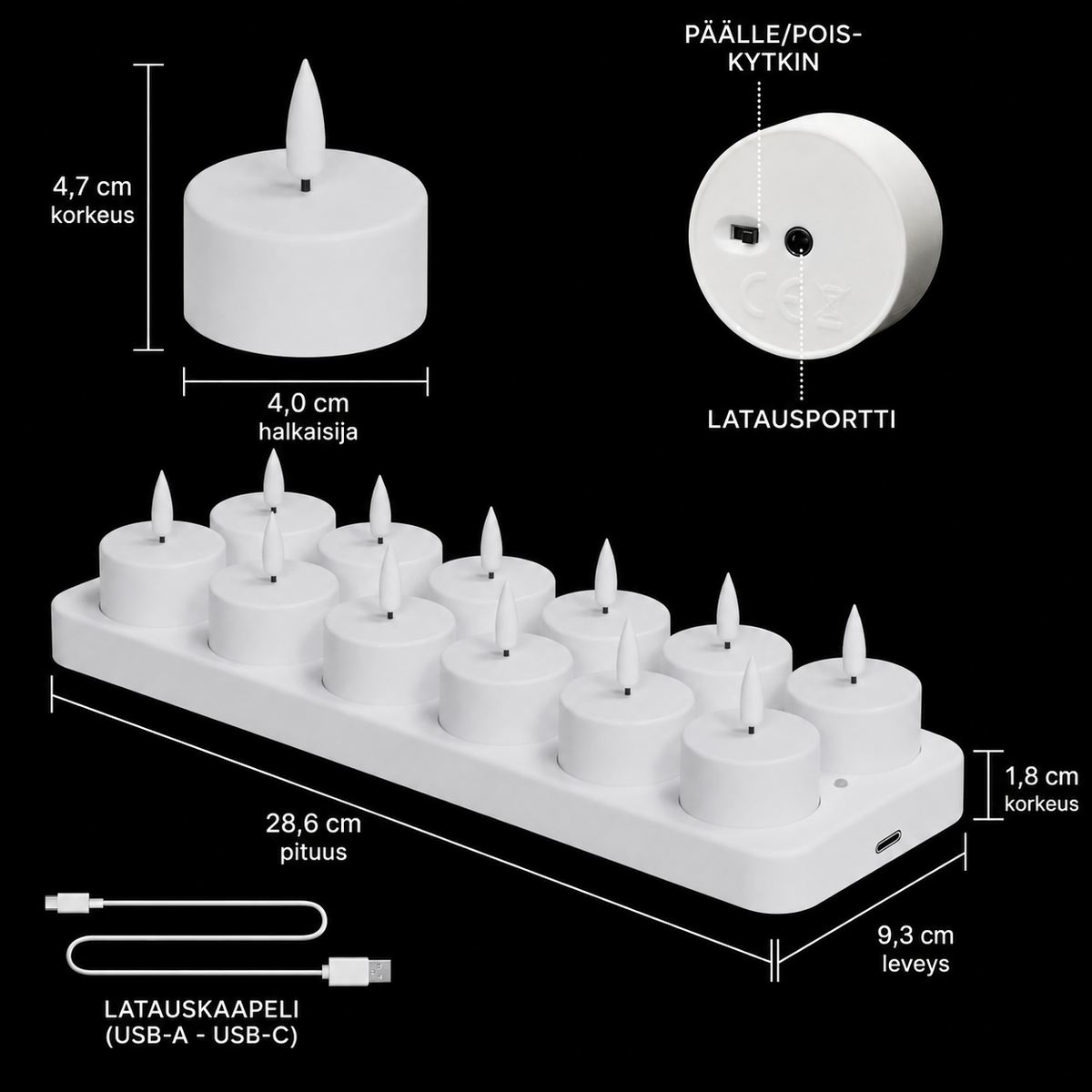 Ladattavat LED-kynttilät