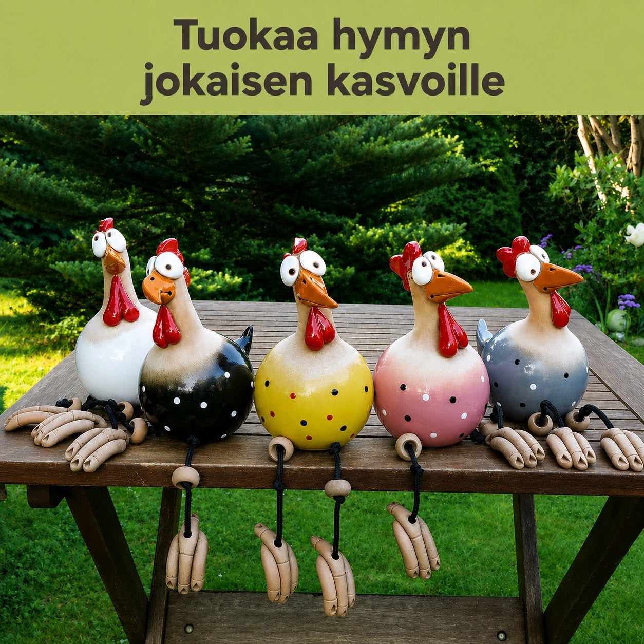Hauskat kanakoristeet puutarhaasi