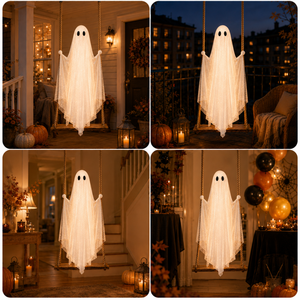 LED-valaistuksella varustettu kummituskeinu – tämän vuoden Halloween-uutuus!