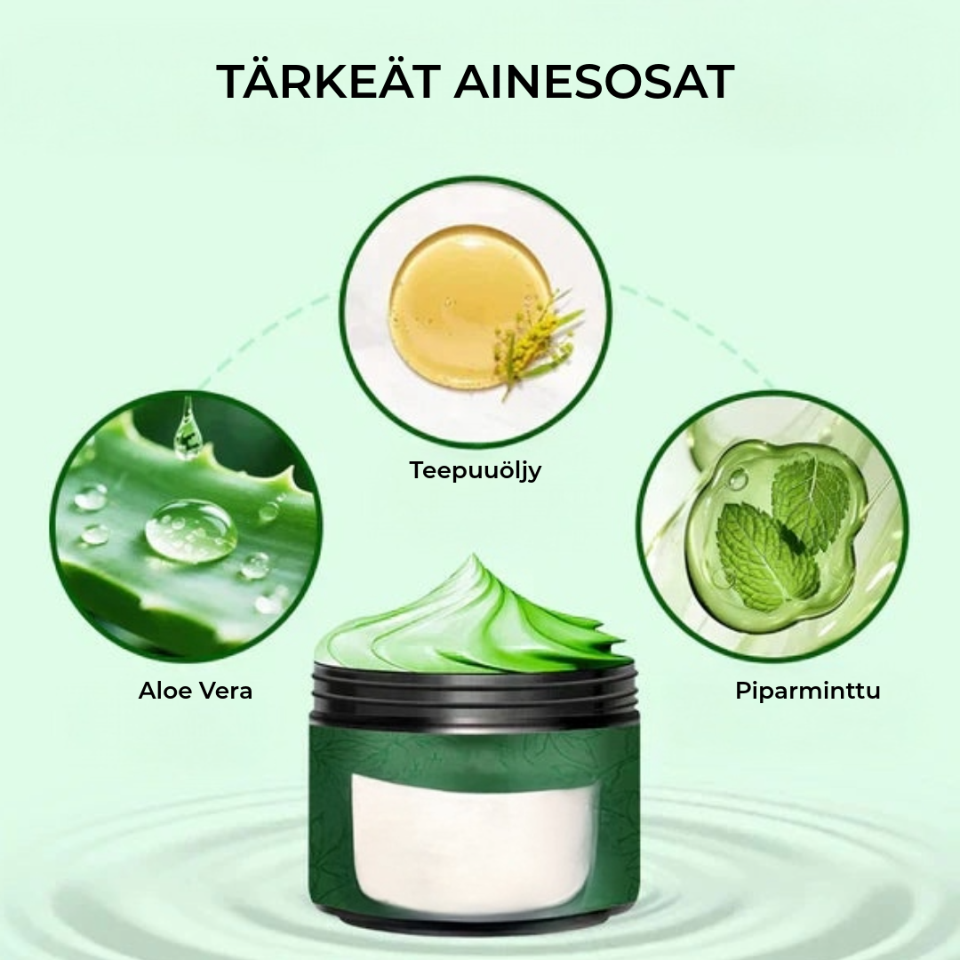 Tea tree-öljyn ja Aloe Veran kosteuttava jalkavoide