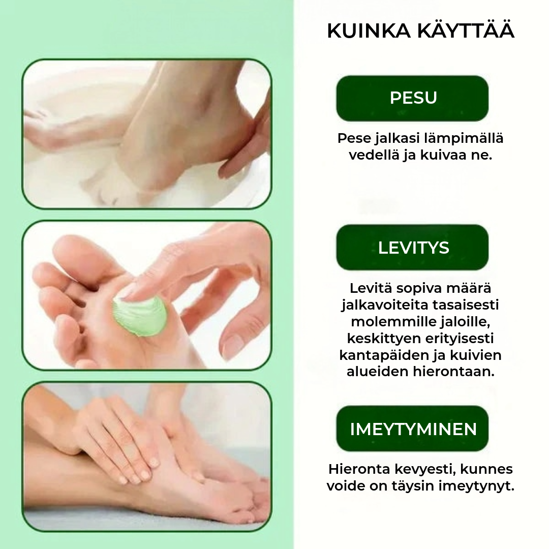 Tea tree-öljyn ja Aloe Veran kosteuttava jalkavoide