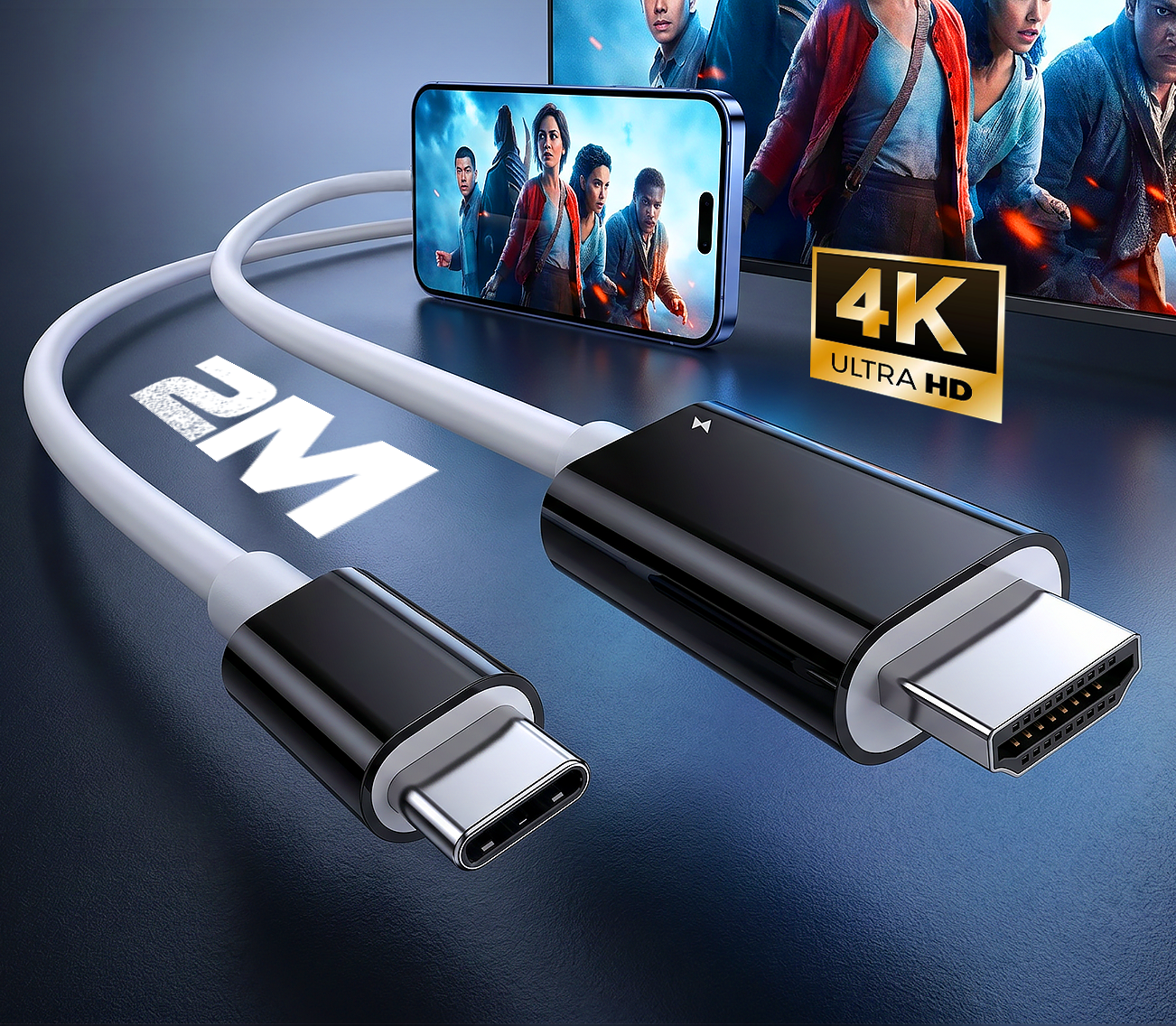 USB-C–HDMI-sovitinkaapeli – Suoratoista, pelaa ja lataa samanaikaisesti – Switchille, puhelimelle ja tabletille