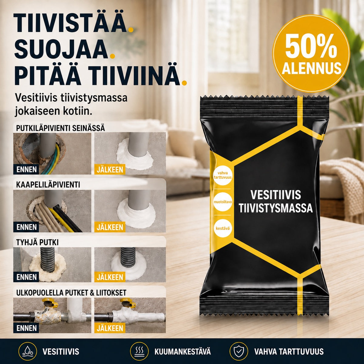 Vedenpitävä tiivistemassa – Joustava, säänkestävä ja helppo levittää