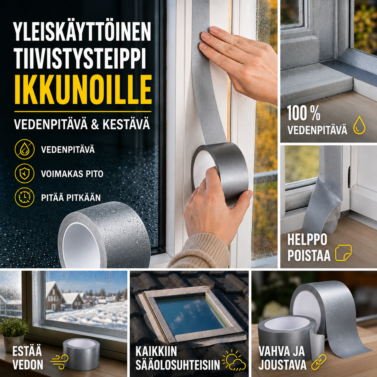 Yleiskäyttöinen tiivistysteippi – Vedenpitävä ja kestävä