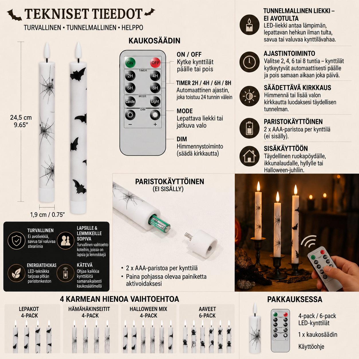 Halloween LED-valot kaukosäätimellä