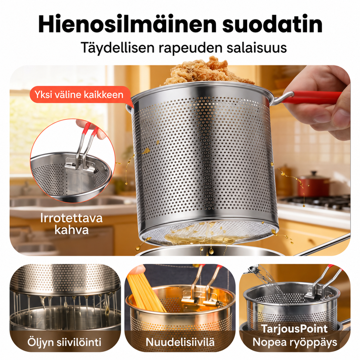 Monikäyttöinen friteerauskattila – Friteeraa, paista, keitä ja hauduta yhdessä kattilassa