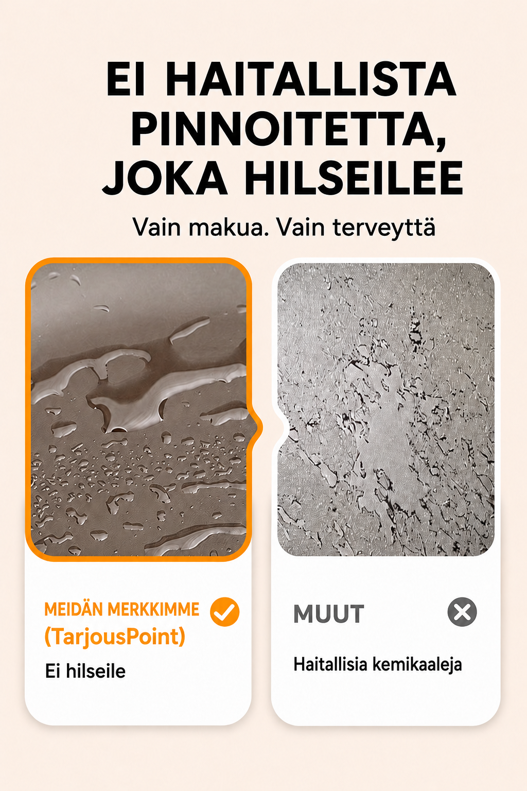 Pinnoittamaton valurautapannu – ei kemikaaleja, ei hilseilevää pinnoitetta