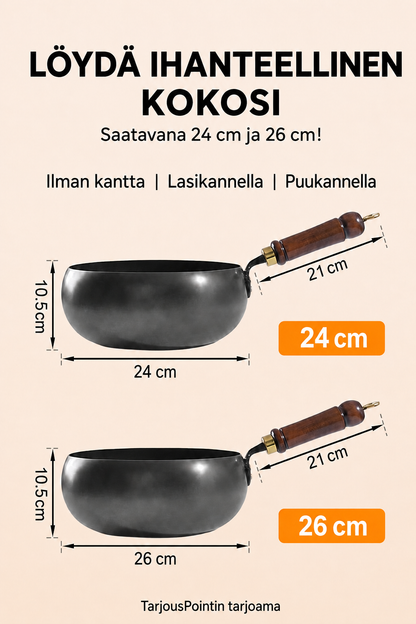 Pinnoittamaton valurautapannu – ei kemikaaleja, ei hilseilevää pinnoitetta