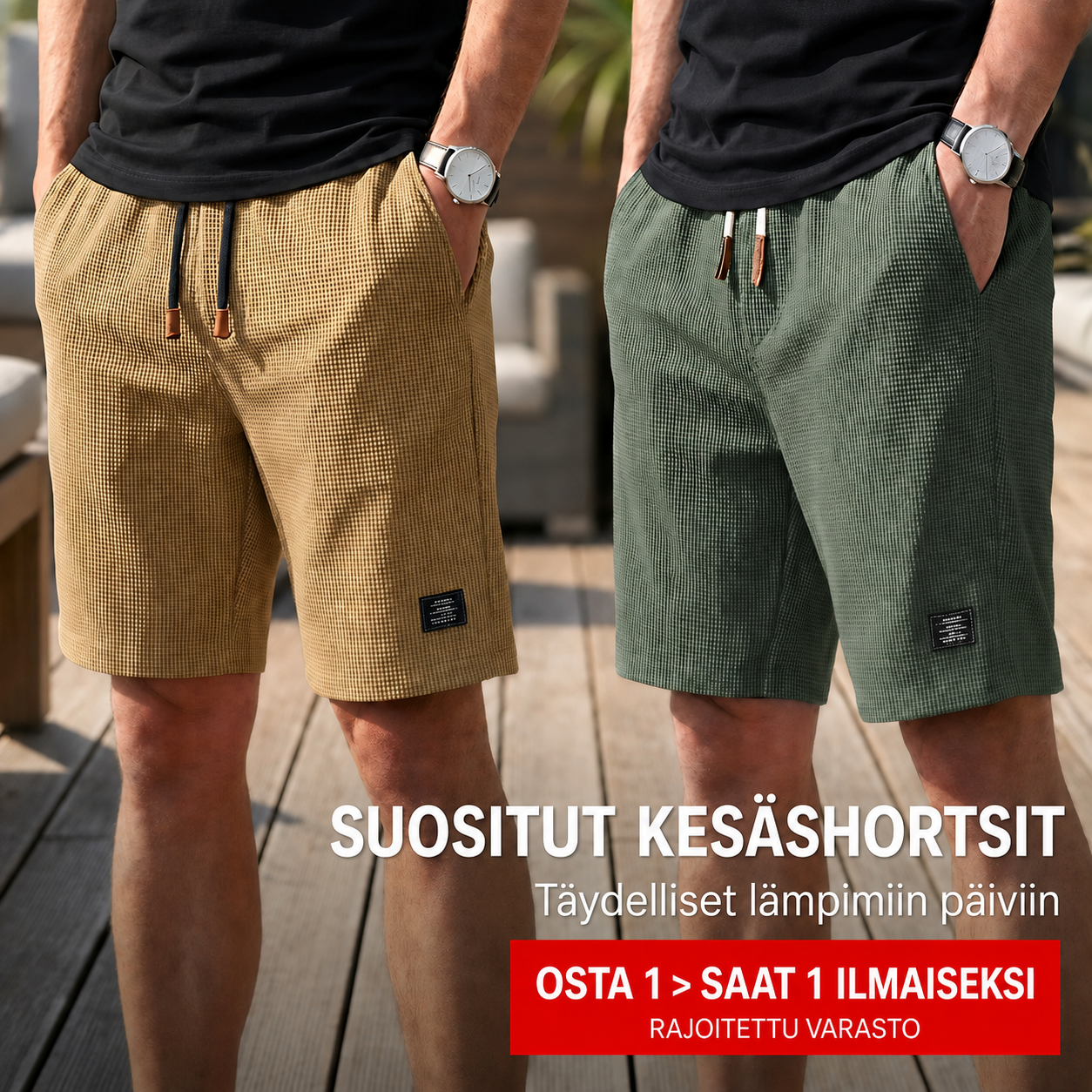 Miesten shortsit | Mukavat kesäshortsit elastisella vyötäröllä