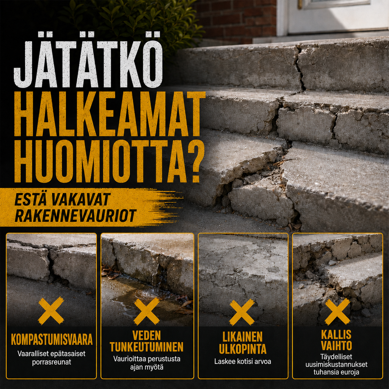 Betoniliima portaiden korjaukseen – Täydellinen portaisiin, ajoteille ja terasseille