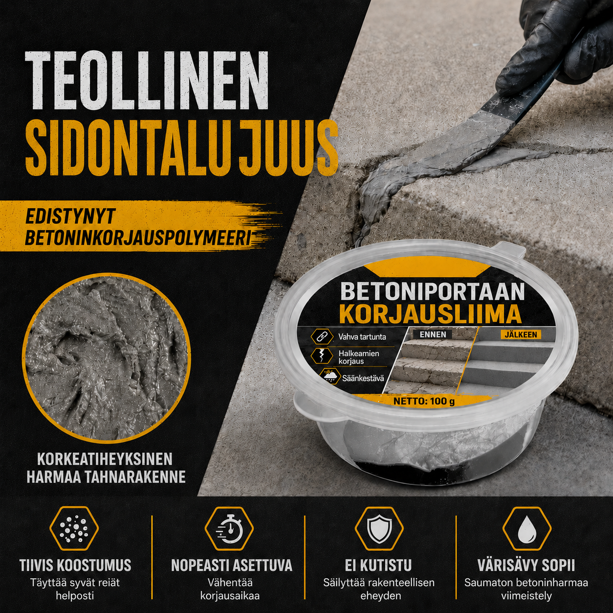 Betoniliima portaiden korjaukseen – Täydellinen portaisiin, ajoteille ja terasseille