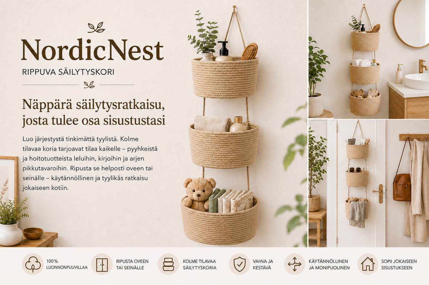 NordicNest – Riippuva säilytyskori