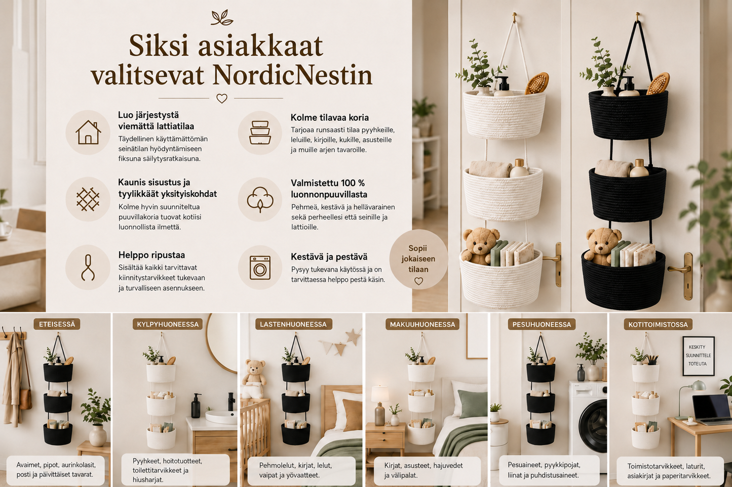 NordicNest – Riippuva säilytyskori