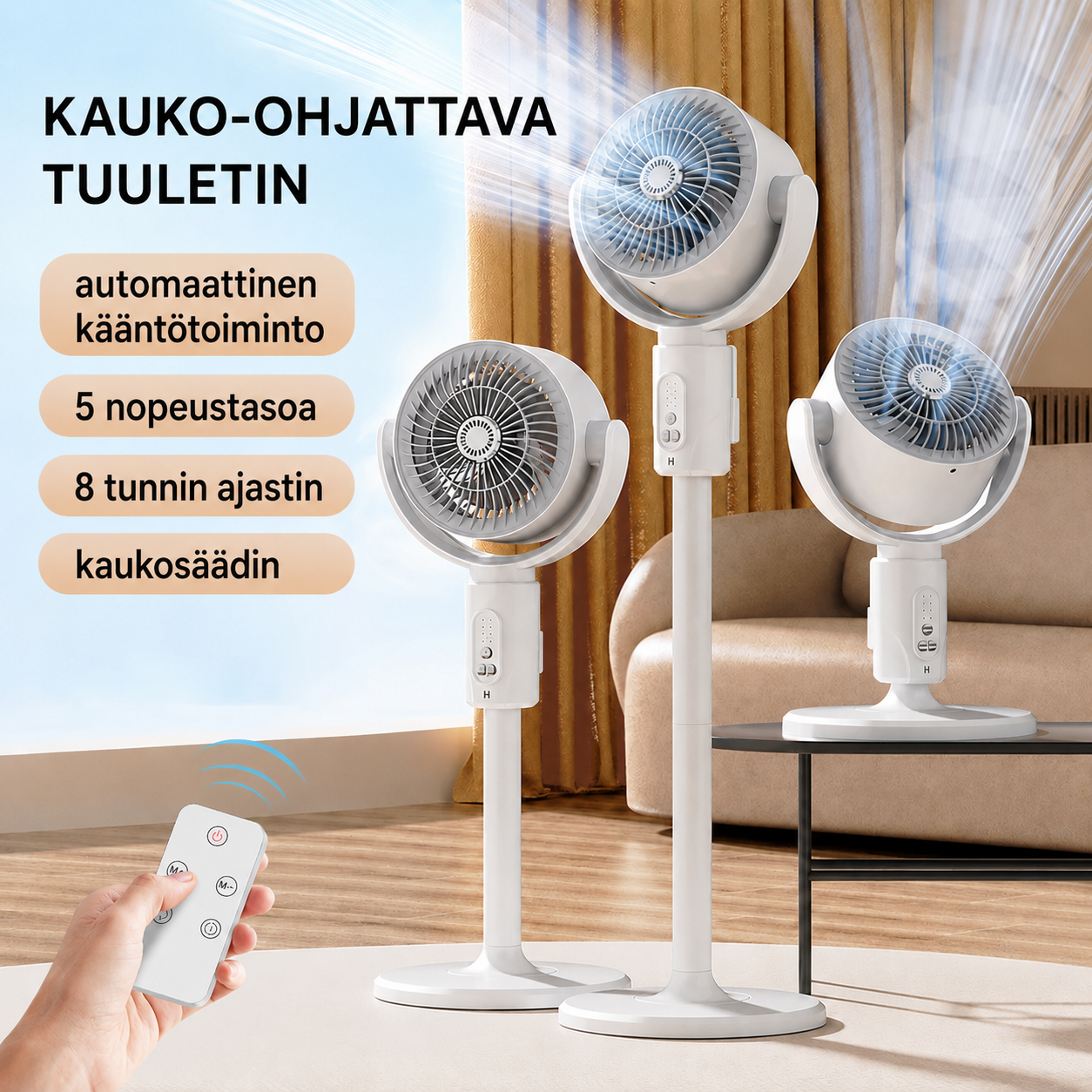 Moottoroitu jalustatuuletin