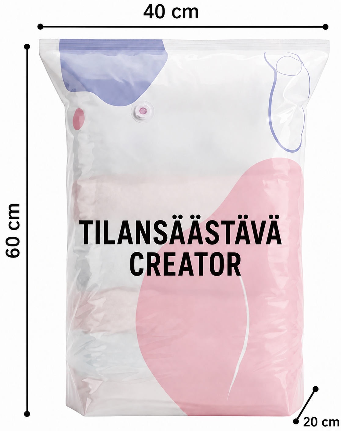 3D-tyhjiösäilytyspussit ilman pumppua
