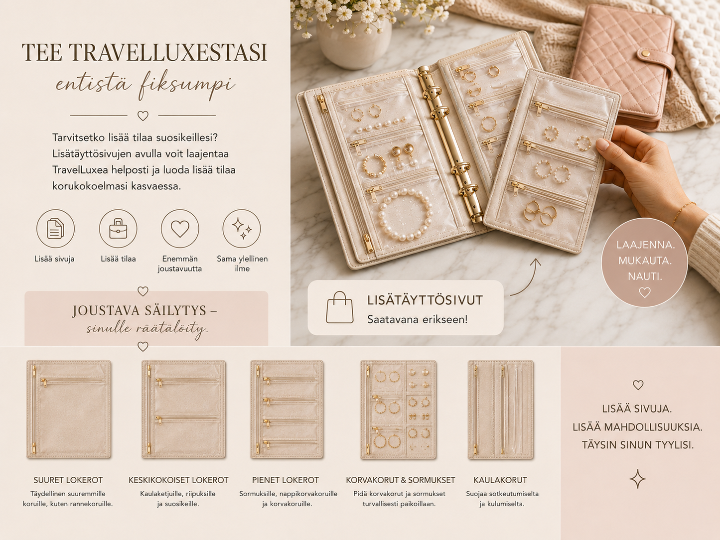 TravelLuxe – Korujen säilytysrasia arkeen ja matkalle
