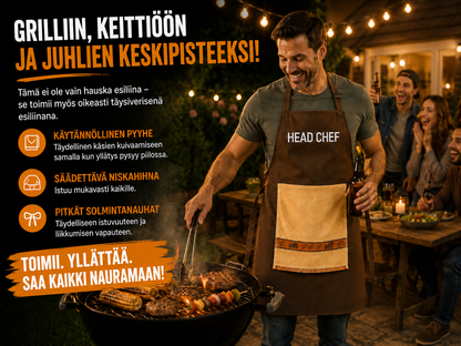 Kokin salainen resepti – esiliina, joka saa vieraasi hämmästymään!