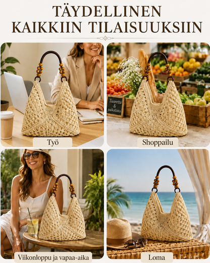 Klassinen kudottu boho-kantolaukku