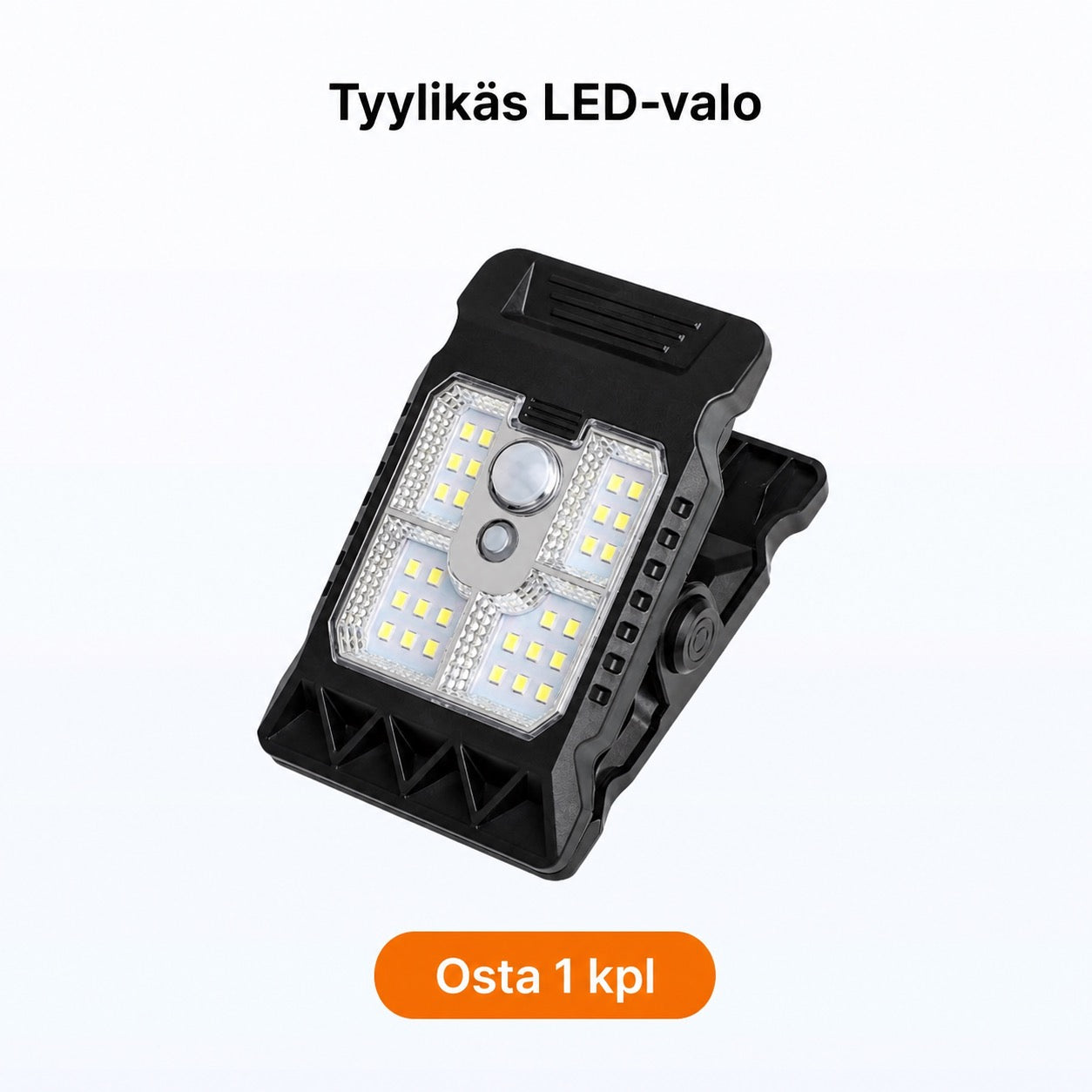 Aurinkokäyttöinen ulkovalo liiketunnistimella ja klipsikiinnityksellä