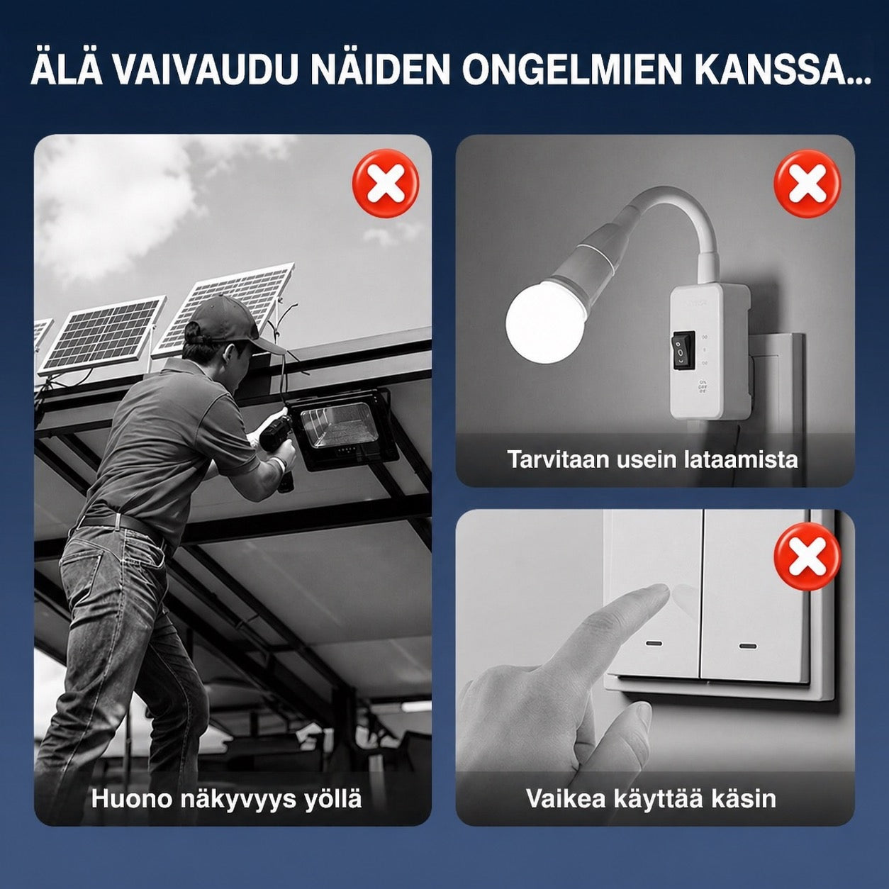 Aurinkokäyttöinen ulkovalo liiketunnistimella ja klipsikiinnityksellä