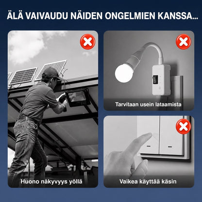 Aurinkokäyttöinen ulkovalo liiketunnistimella ja klipsikiinnityksellä