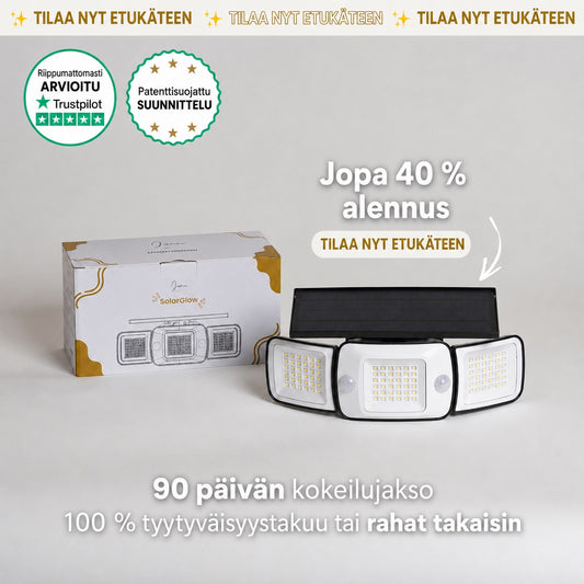 SolarGlow - Aurinkokäyttöinen ulkovalo liiketunnistimilla