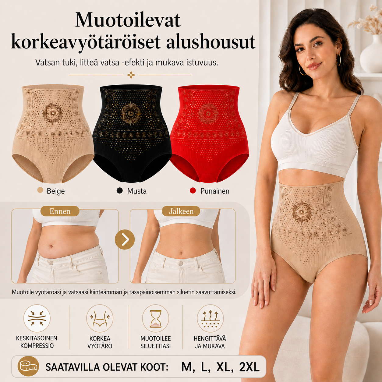 Korkeavyötäröiset Muotoilevat Shortsit