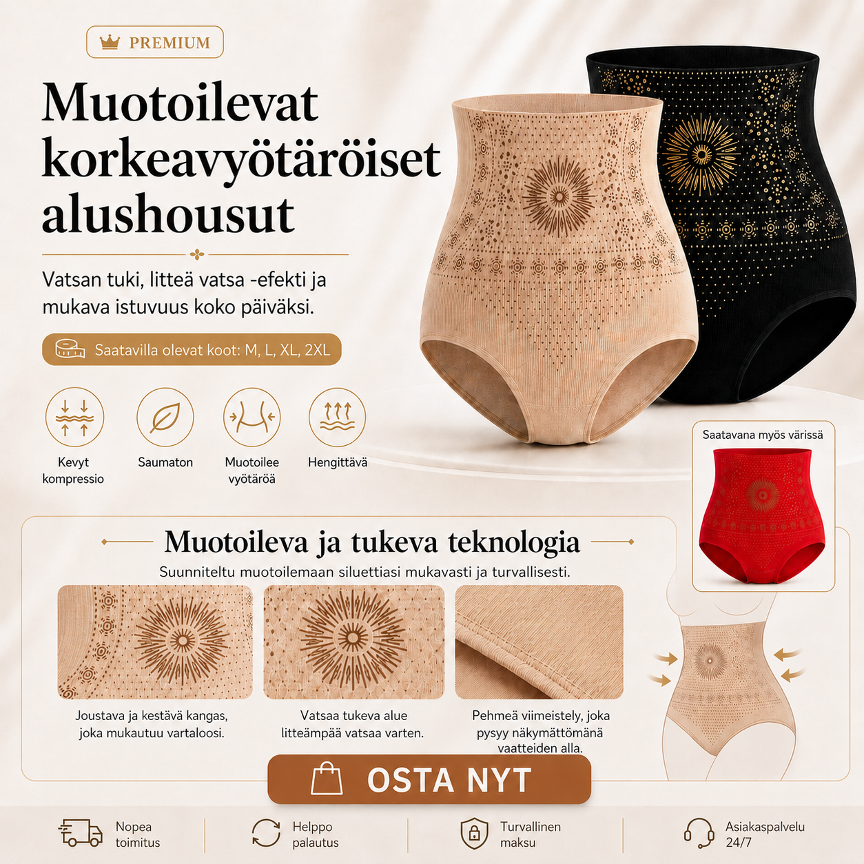 Korkeavyötäröiset Muotoilevat Shortsit