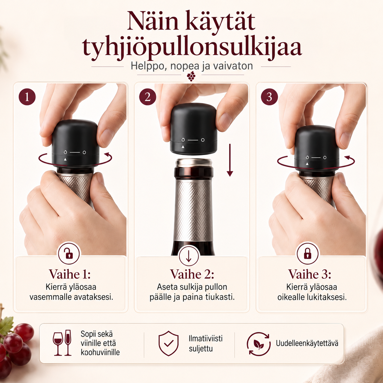 Pullonsuljin Viinille ja Samppanjalle