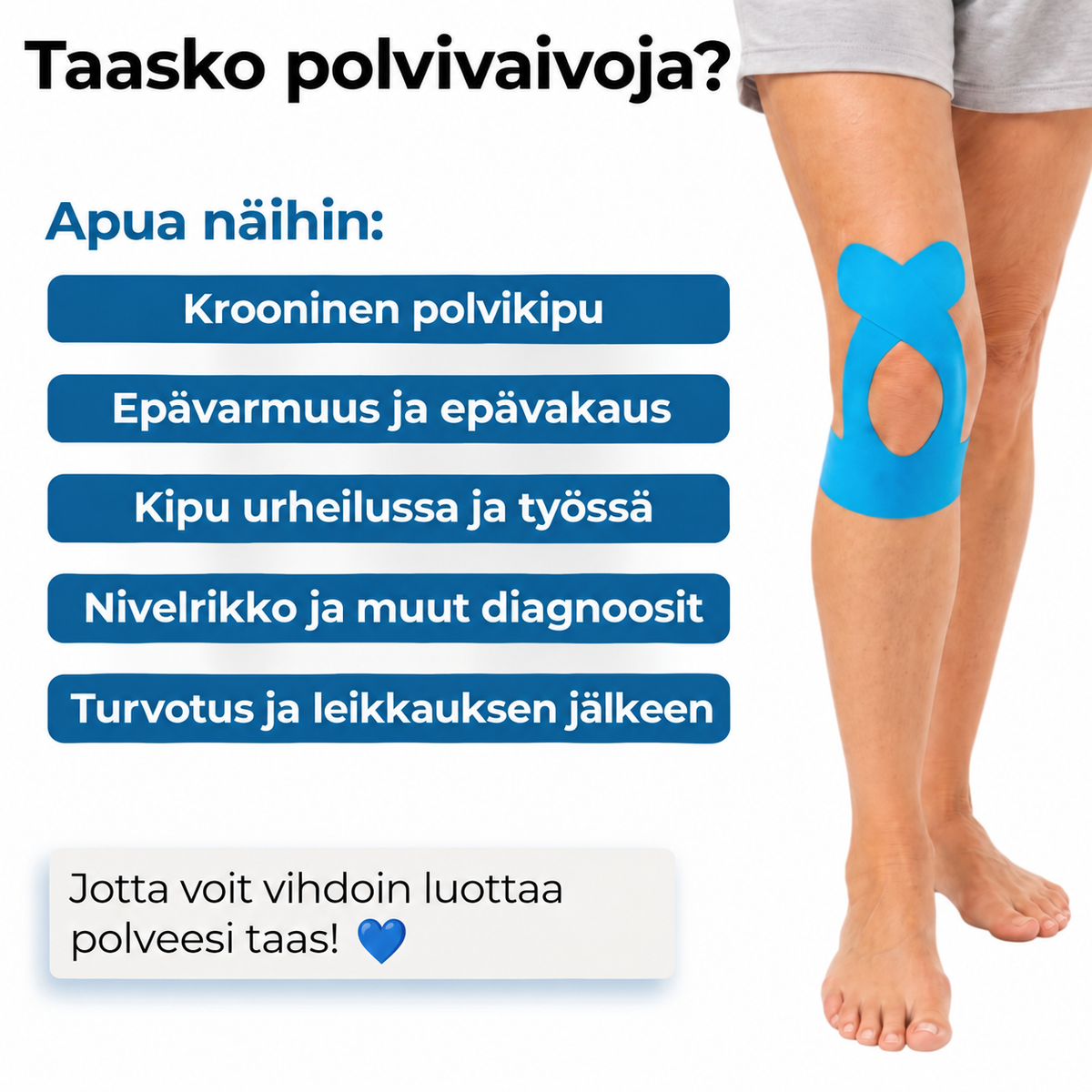 Polvinivelen Korjausteippi - Liiku jälleen luottavaisesti ilman, että sinun tarvitsee jatkuvasti ajatella polveasi