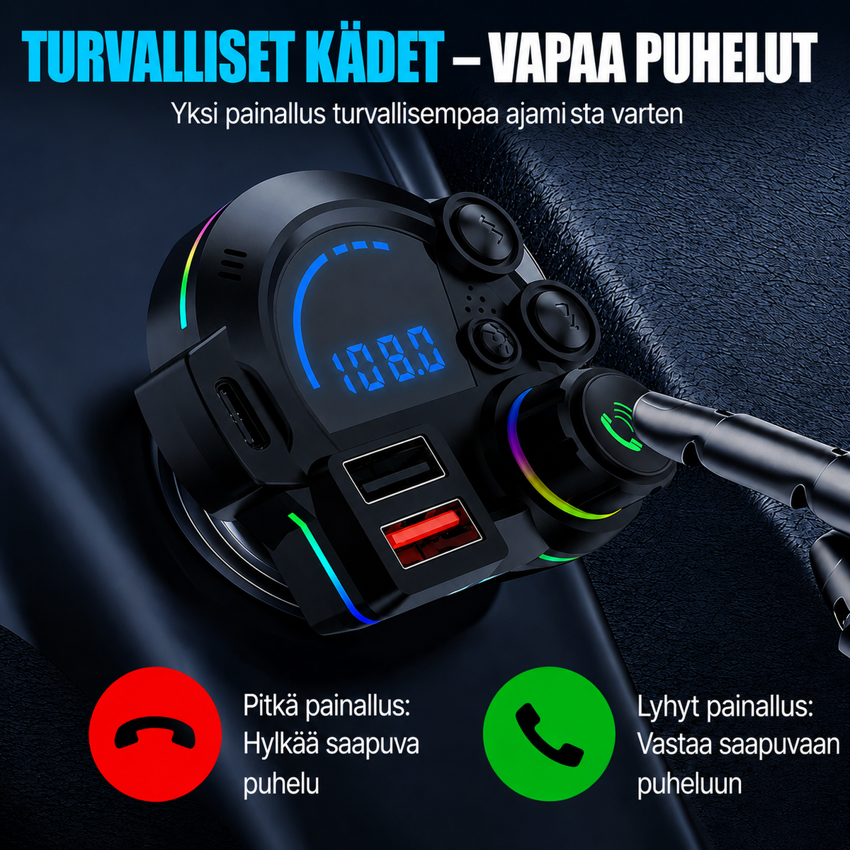 Universaali FM Bluetooth -lähetin - Langaton musiikin suoratoisto ja handsfree-puhelut