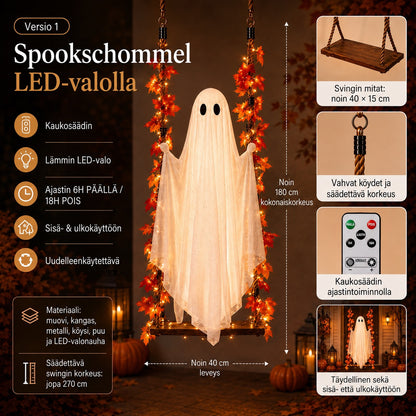 LED-valaistuksella varustettu kummituskeinu – tämän vuoden Halloween-uutuus!