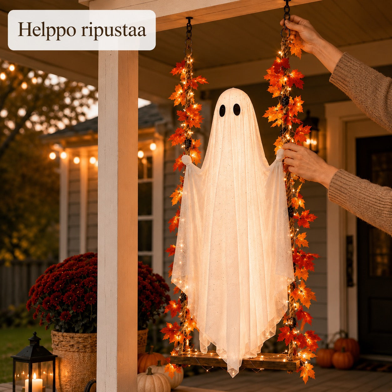 LED-valaistuksella varustettu kummituskeinu – tämän vuoden Halloween-uutuus!