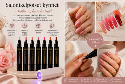 SalonPen – 3-i-1 gelpen til negle med UV-lampe (pakke med 6 stk.)