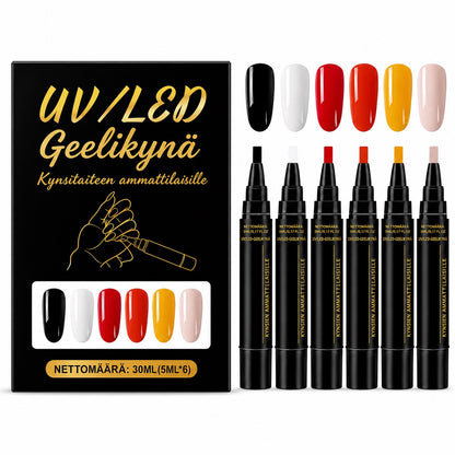 SalonPen – 3-i-1 gelpen til negle med UV-lampe (pakke med 6 stk.)