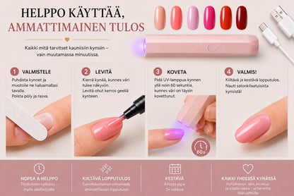 SalonPen – 3-i-1 gelpen til negle med UV-lampe (pakke med 6 stk.)