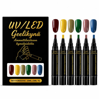 SalonPen – 3-i-1 gelpen til negle med UV-lampe (pakke med 6 stk.)