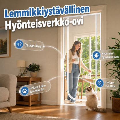 Hyönteisverkko-ovi vetoketjulla – kestävä kangas ehkäisee naarmuja, pitää kissat ja koirat turvallisesti sisällä tai ulkona, täydellinen lämpimiin päiviin ja raikkaaseen ilmaan