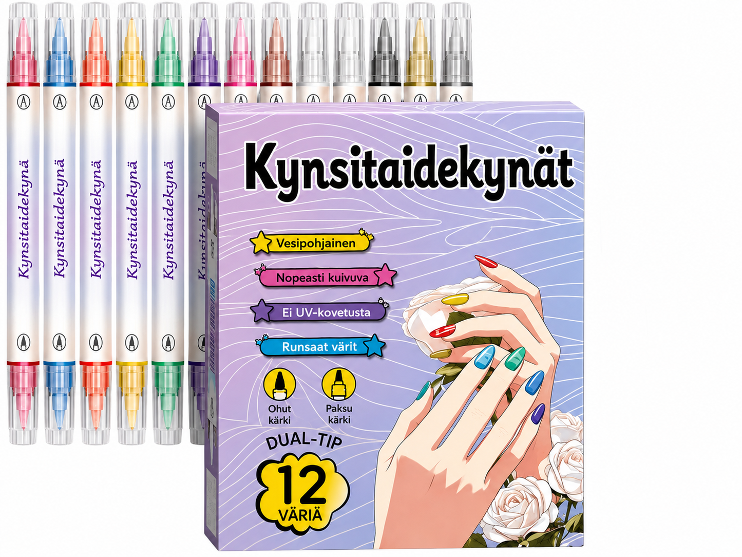 Kaksipäinen Kynsitaidekynäsetti