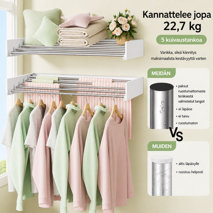 AirFold – Seinälle kiinnitettävä kuivausteline (taitettava ja tilaa säästävä)