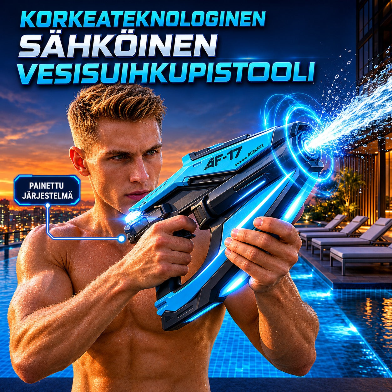 Sähköinen vesipyssy LED- ja sumuefekteillä