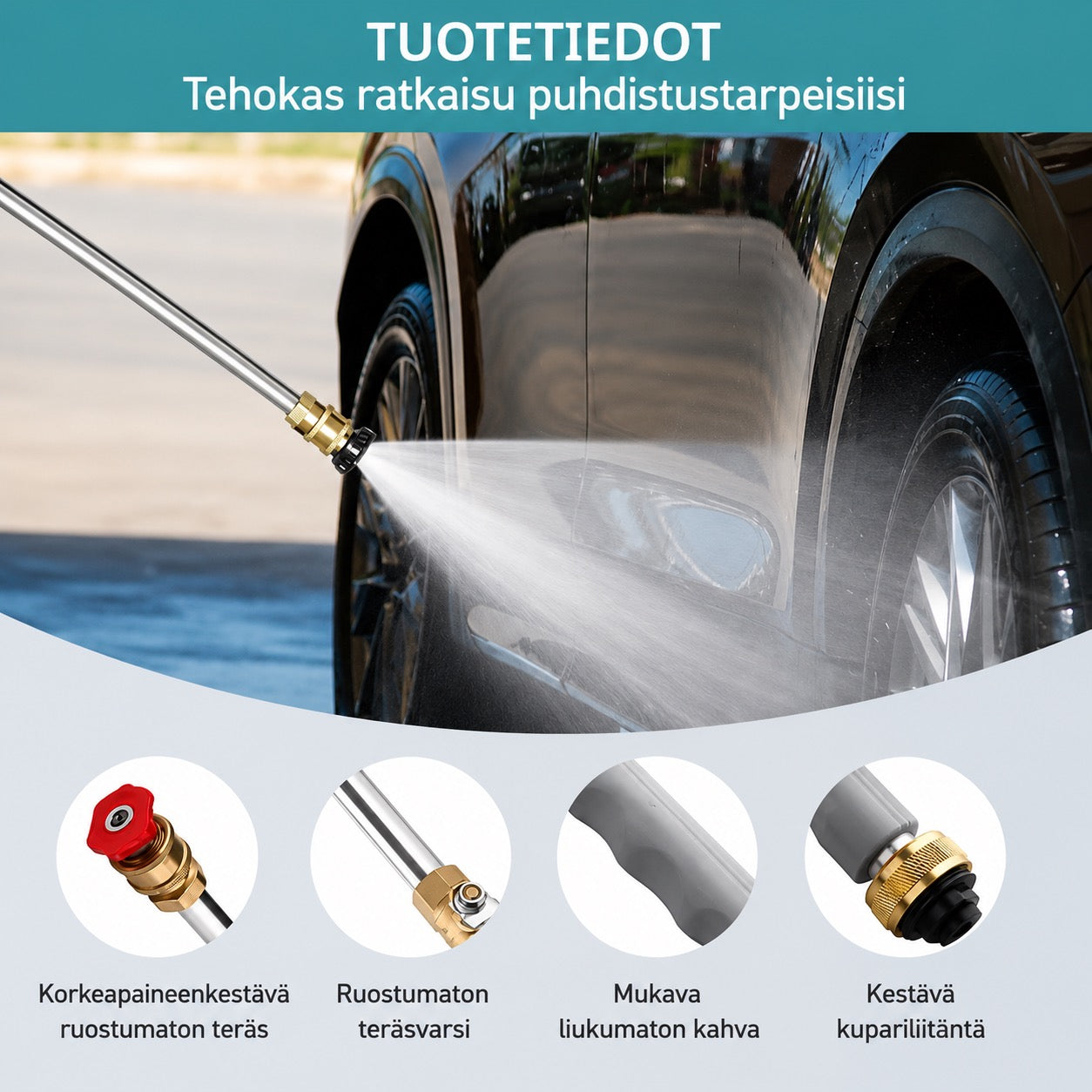 AquaForce - Korkeapaineinen Suihkusuutin - Tehokasta Puhdistusta Puutarhaletkulle
