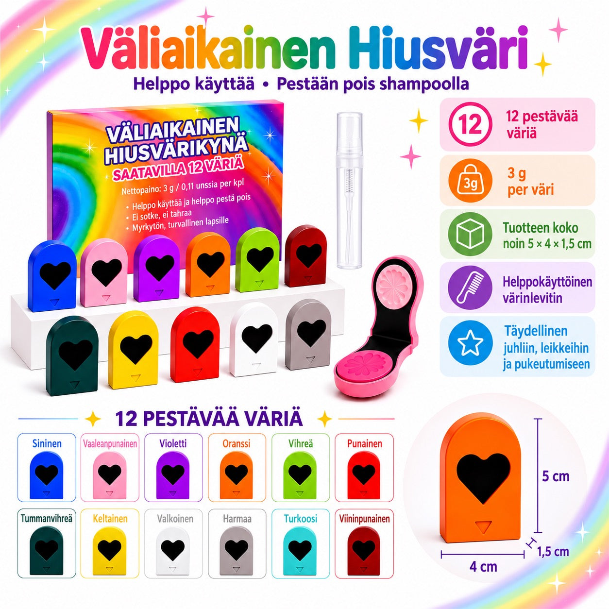 Hiusväriliidut – 12 poispestävää väriä