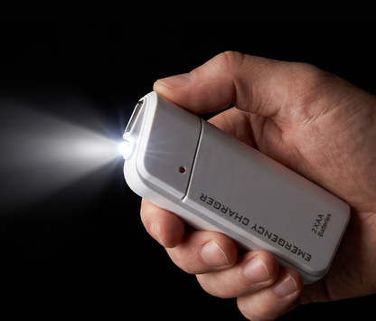 Kannettava varavirtalaturi AA-paristoilla – USB-lataus, kompakti ja LED-taskulampulla – täydellinen matkalle, työmatkoille ja sähkökatkoihin