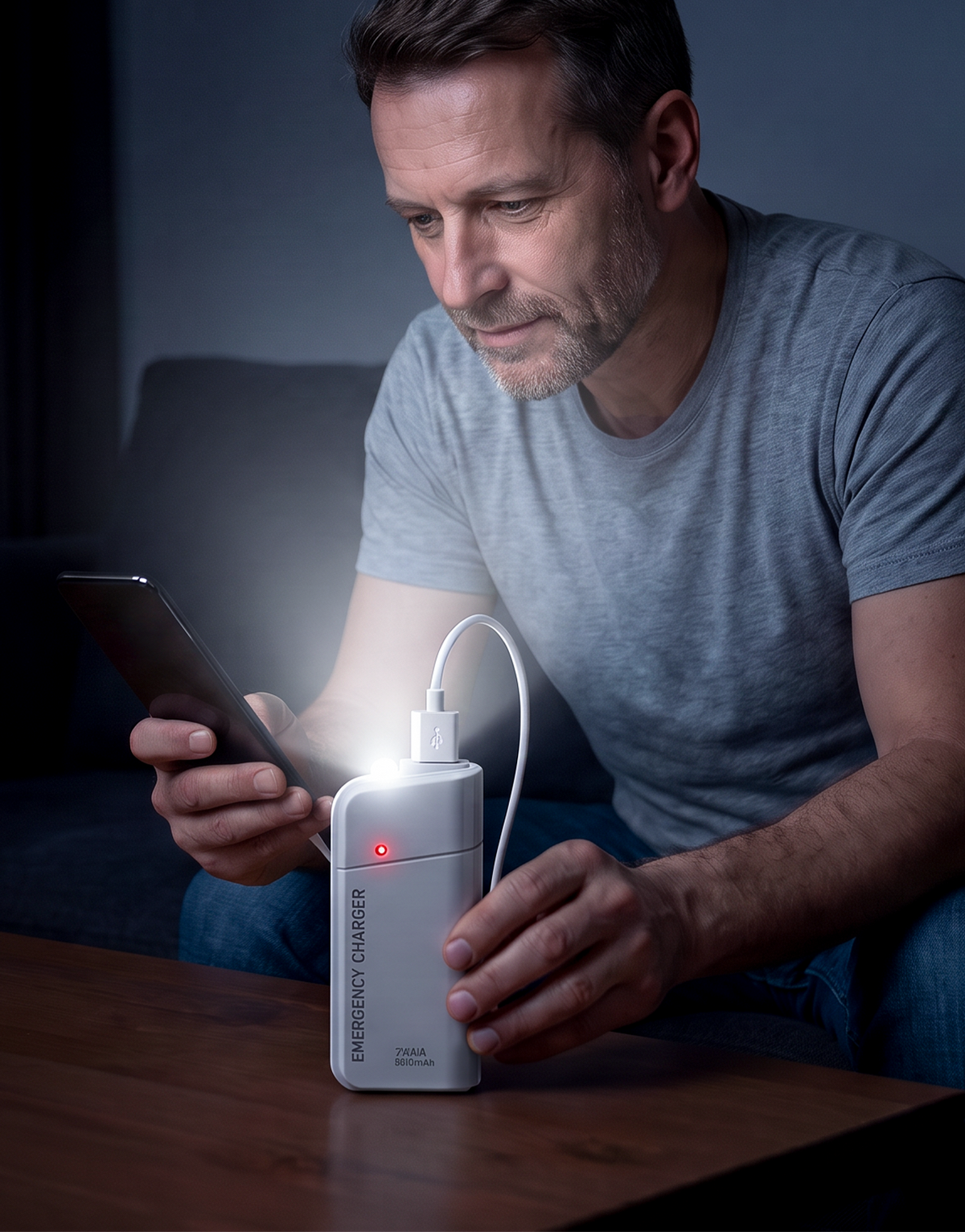 Kannettava varavirtalaturi AA-paristoilla – USB-lataus, kompakti ja LED-taskulampulla – täydellinen matkalle, työmatkoille ja sähkökatkoihin