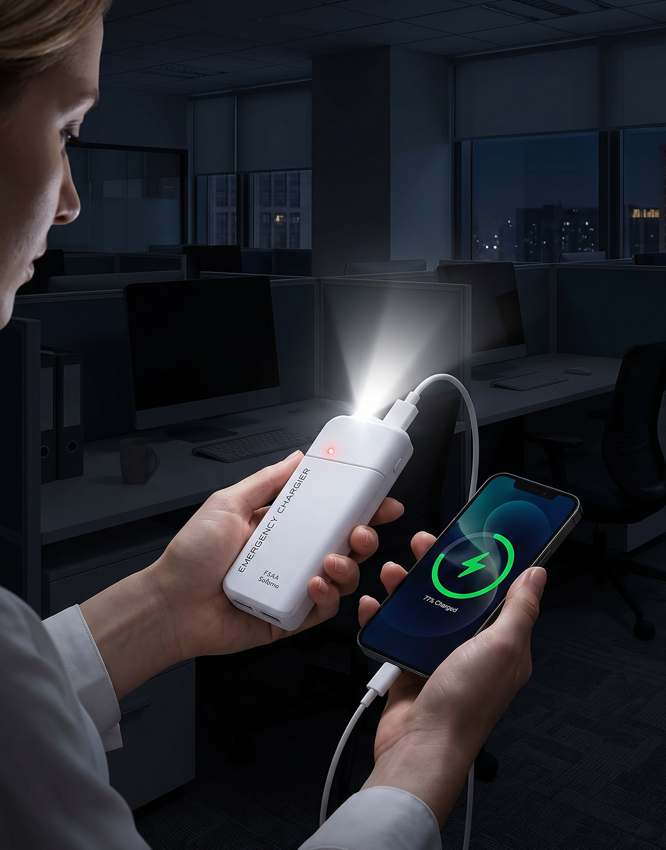 Kannettava varavirtalaturi AA-paristoilla – USB-lataus, kompakti ja LED-taskulampulla – täydellinen matkalle, työmatkoille ja sähkökatkoihin