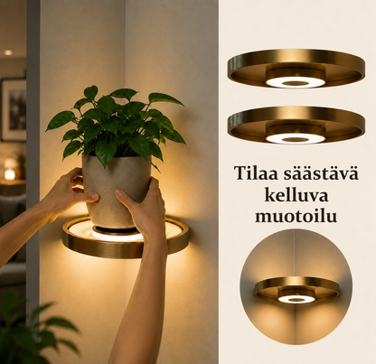 Valaistu seinähylly