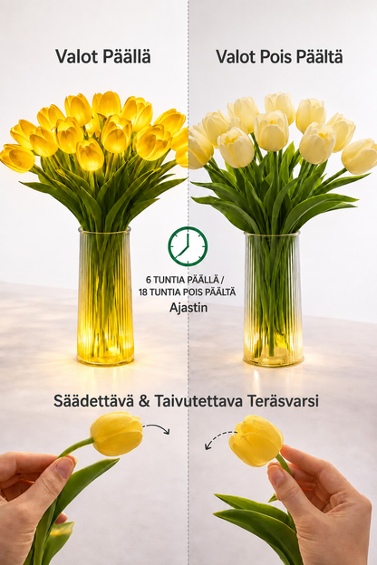 Romanttinen LED-tulppaanilamppu – Paristokäyttöiset LED-tulppaanit, jotka yhdistävät kukkakoristelun ja pehmeän tunnelmavalaistuksen